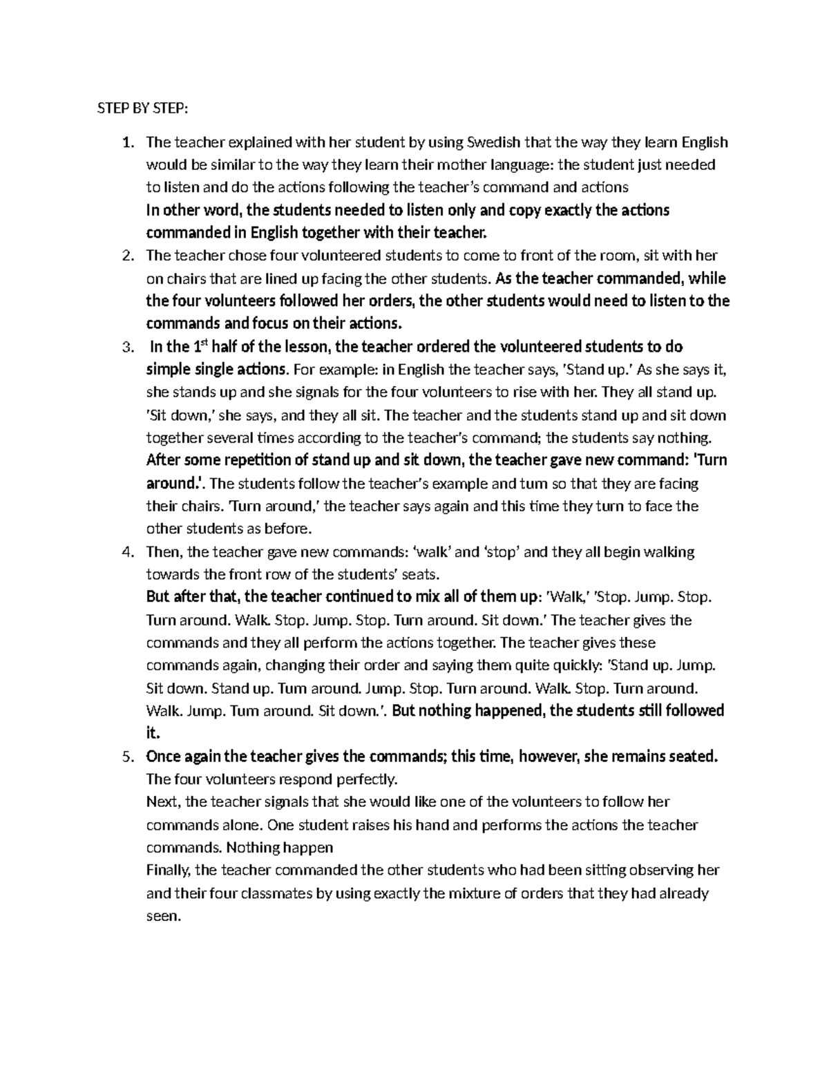 Total Physical Response (TPR) Lesson Plan: Engaging English Learning ...