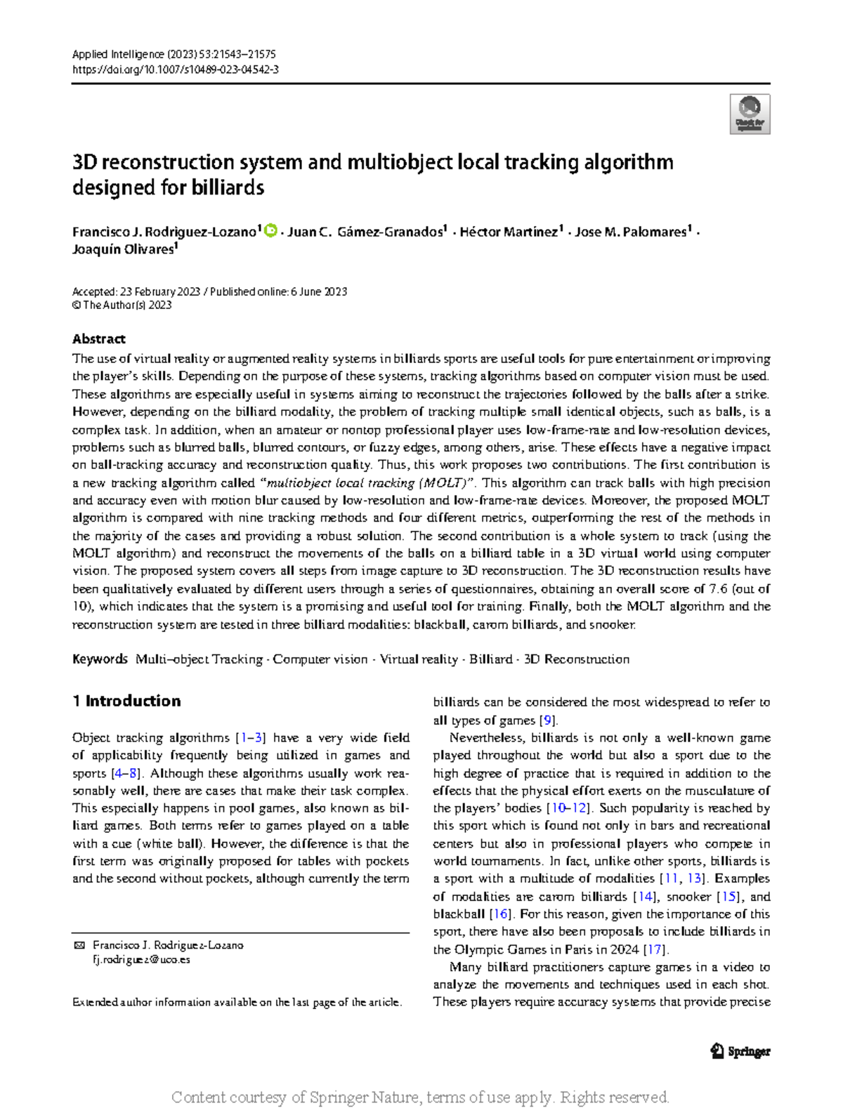 3D reconstruction system and multiobject local tra - doi/10.1007/s10489 ...