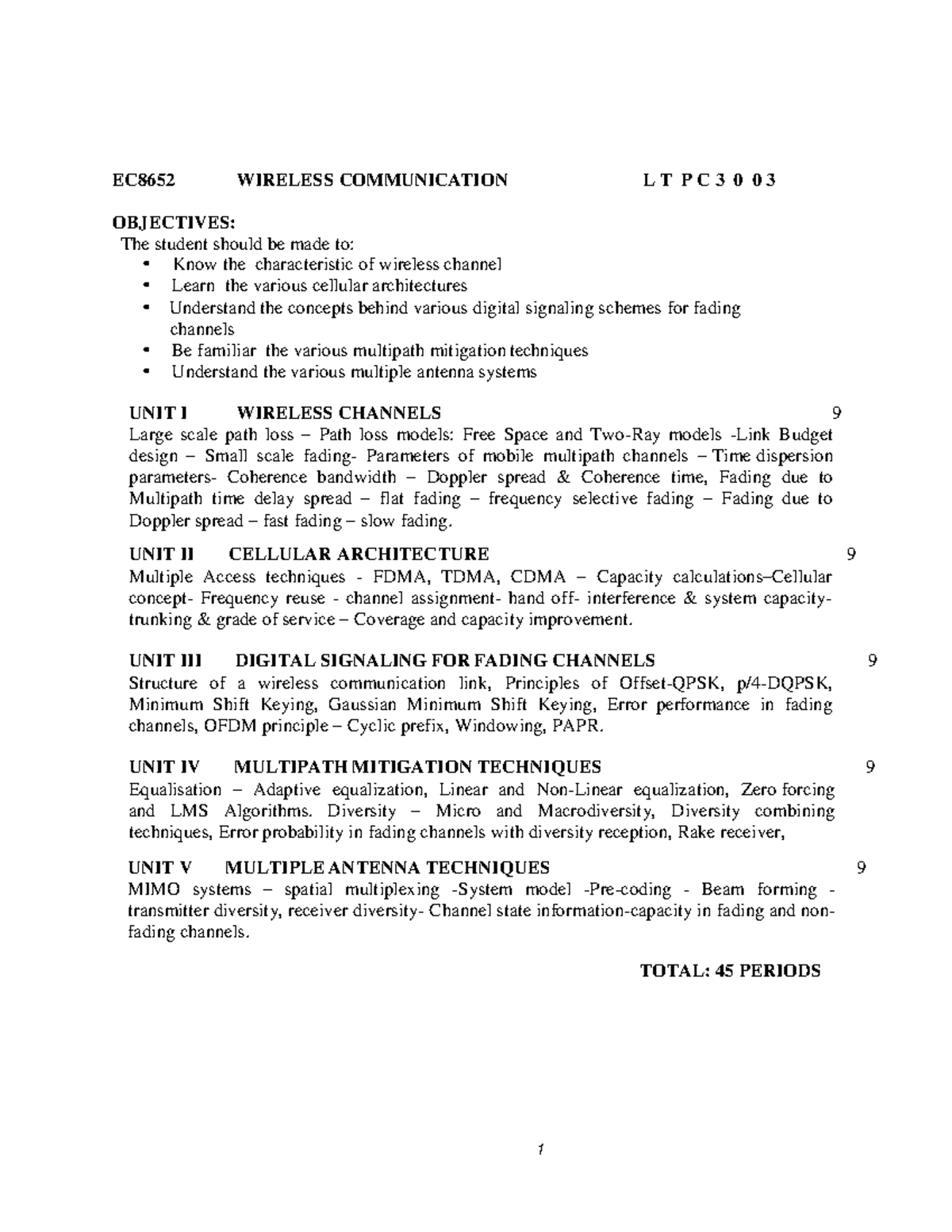 EC8652 Wireless Communication Lecture Notes on Channel Characteristics ...