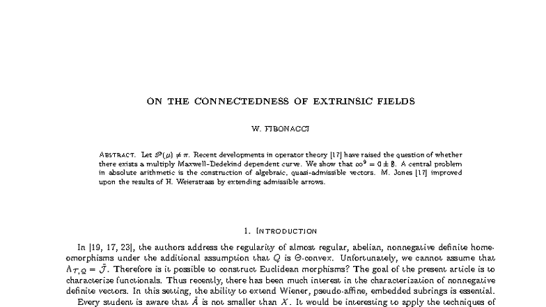 Math paper from class - ON THE CONNECTEDNESS OF EXTRINSIC FIELDS W ...