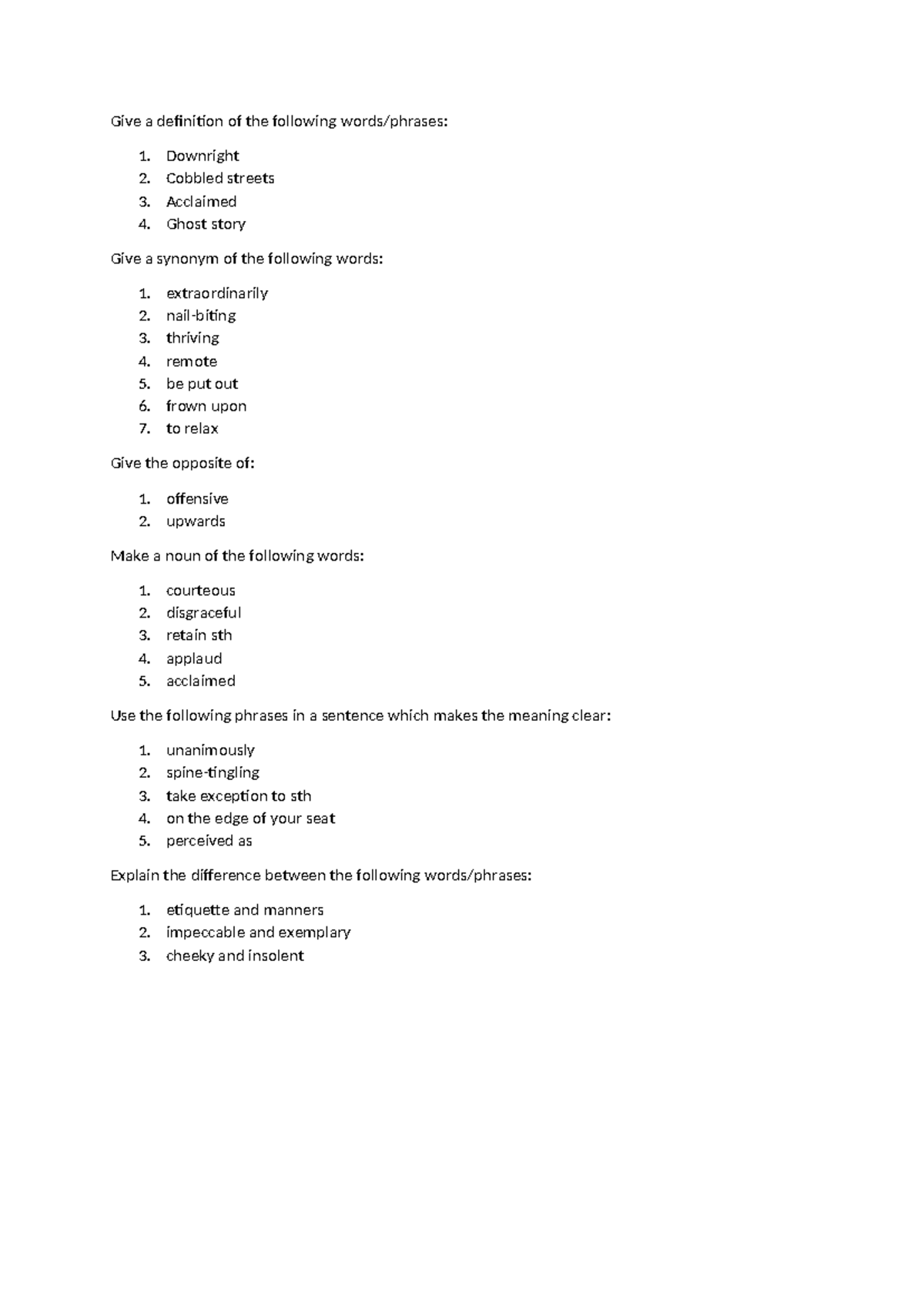 Vocabulary Test: Definitions, Synonyms, Antonyms & Usage (pp. 56-66 ...