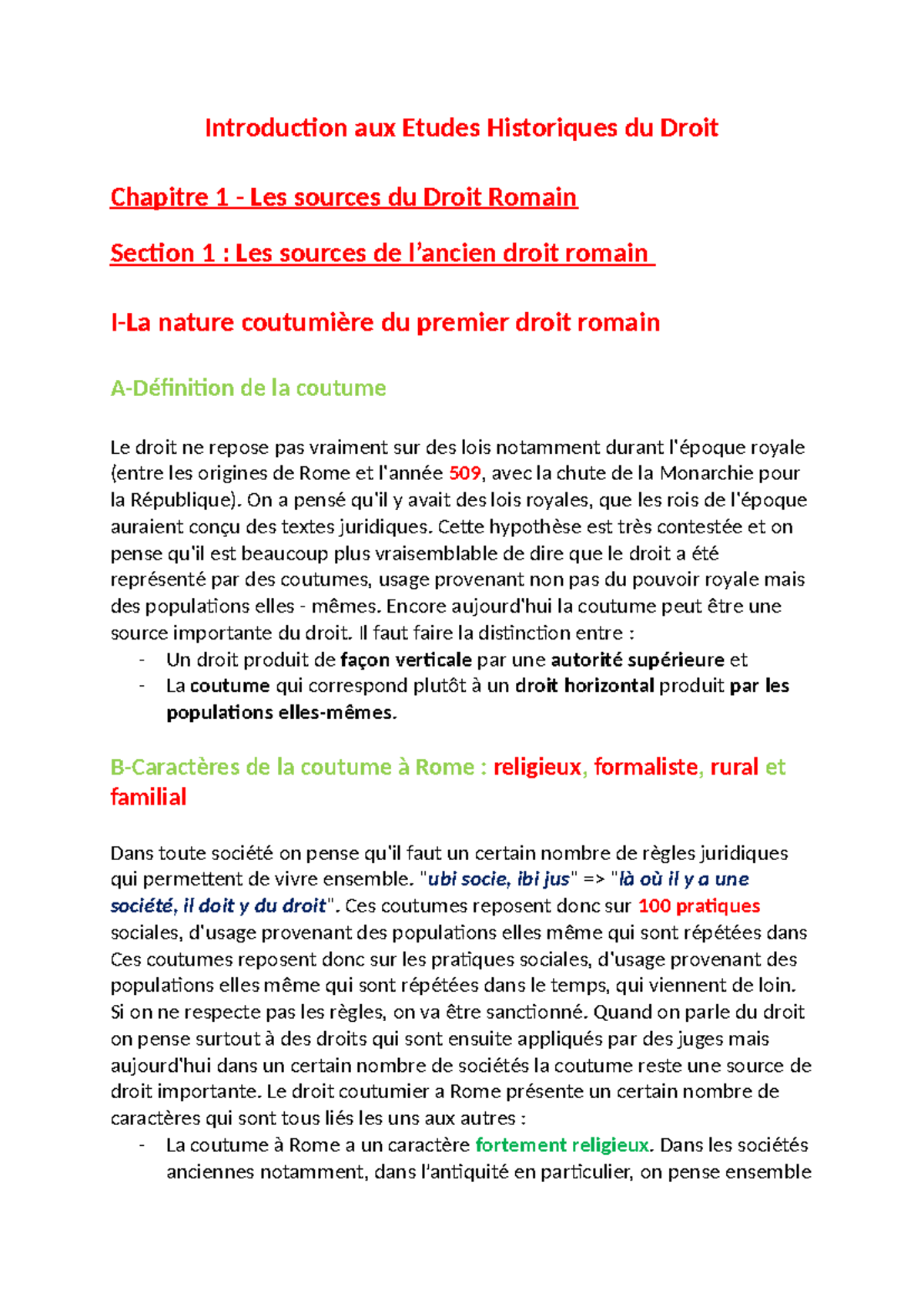 Introduction aux Études Historiques du Droit - Chapitre 1 : Les Sources ...