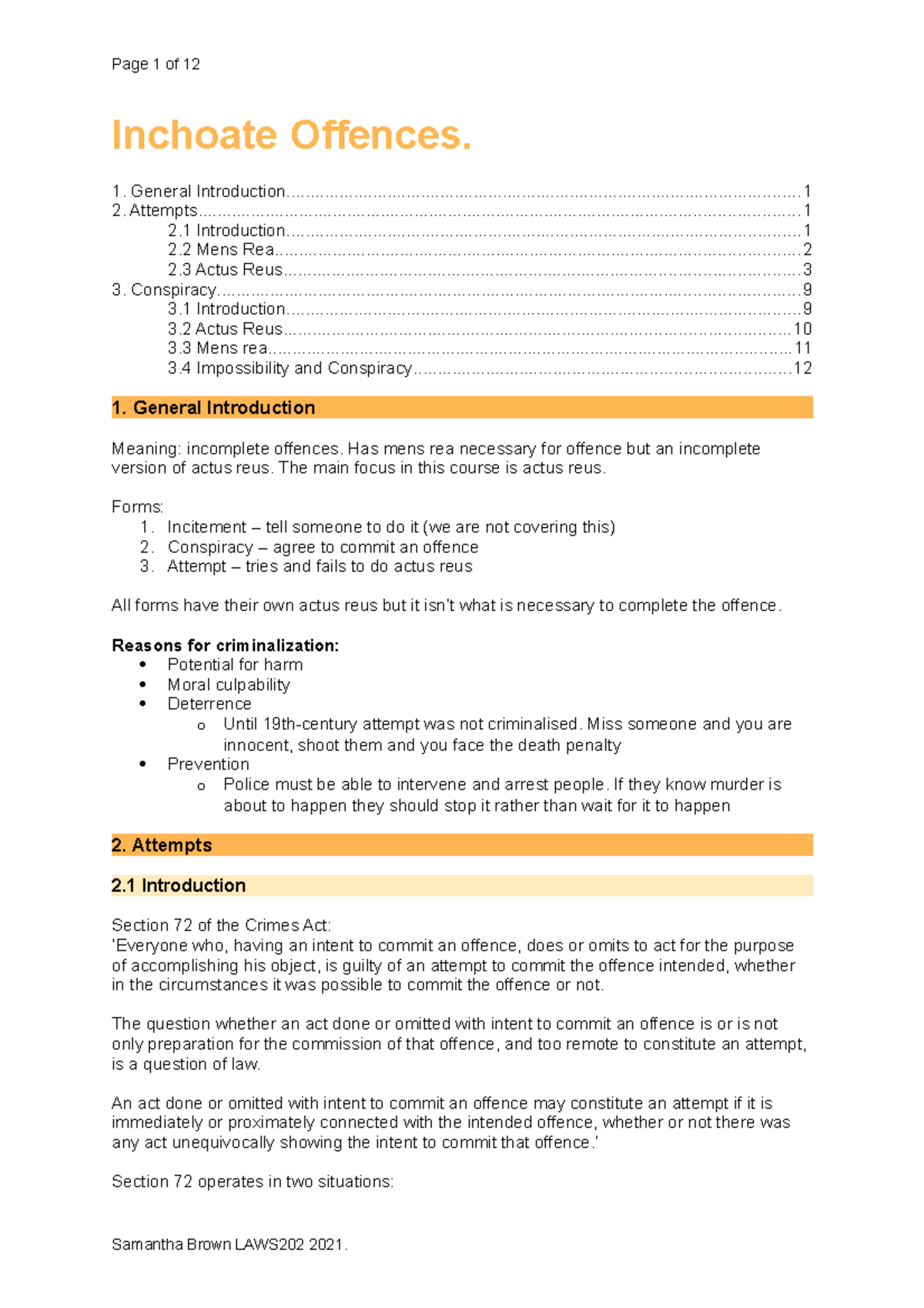 Inchoate Offences - Comprehensive Notes on Attempts and Conspiracy ...
