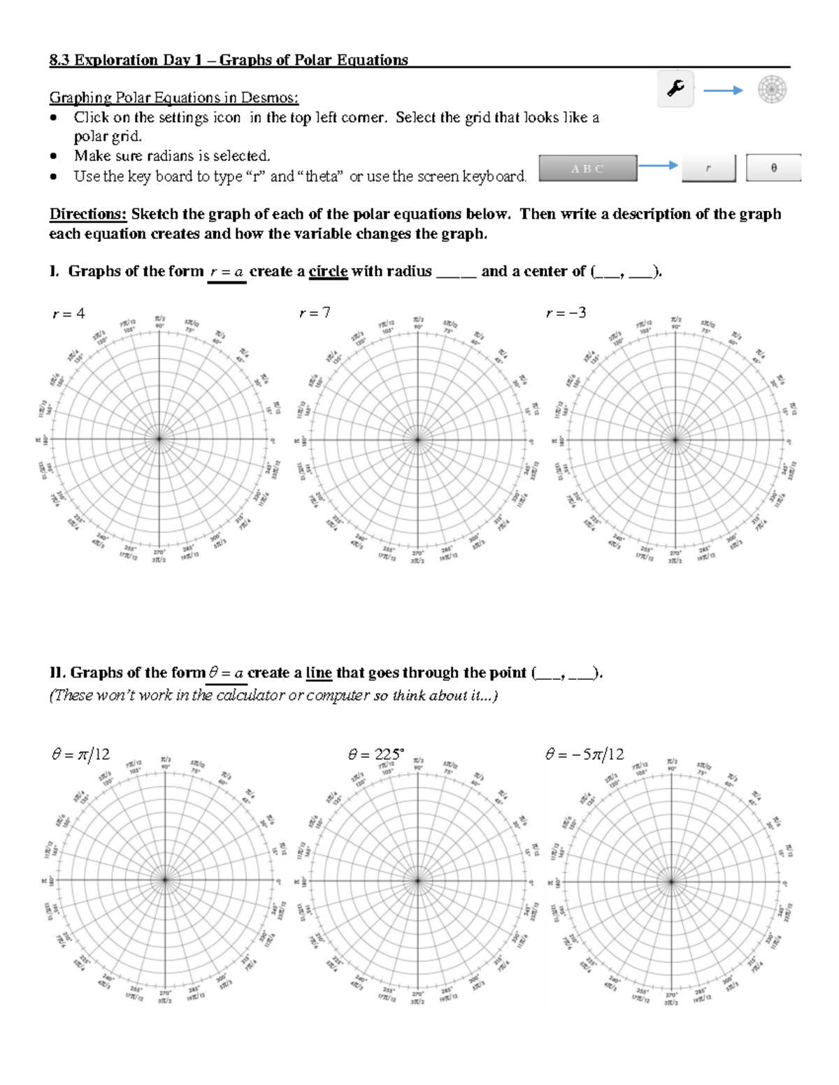 8.3 Polar Equations Exploration Day 1: Graphing Practice - Studocu
