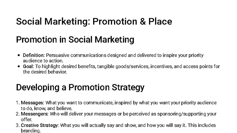 Social Marketing: Promotion Strategies & Messaging (Session 12) - Studocu