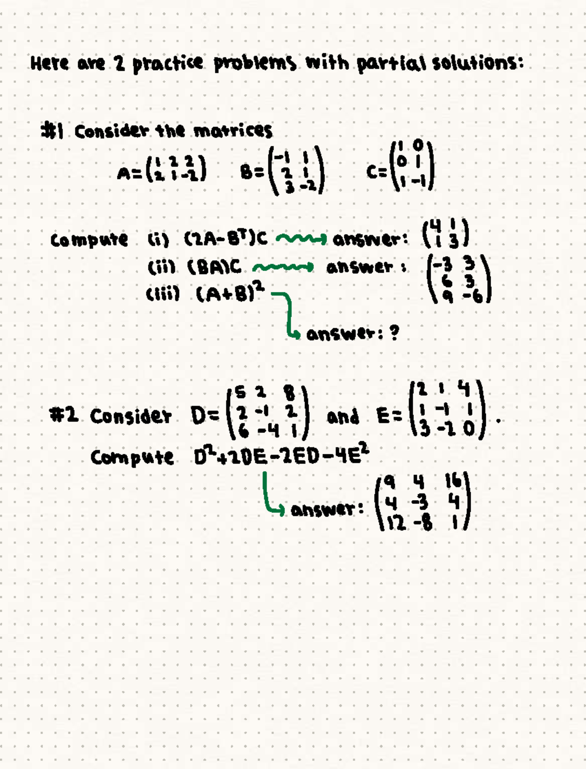 Practice Problems Solutions 1: Matrix Operations and Computations - Studocu