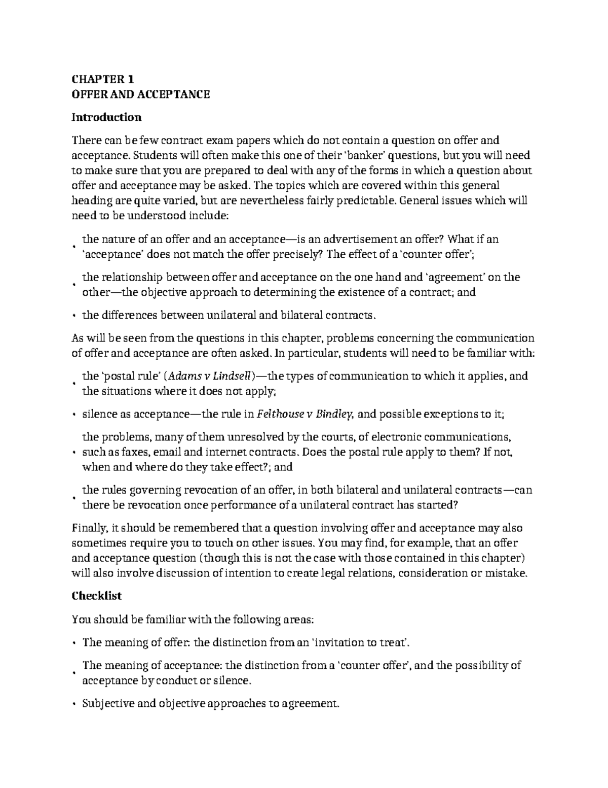 Contract Law: Understanding Offer and Acceptance in Depth - Studocu