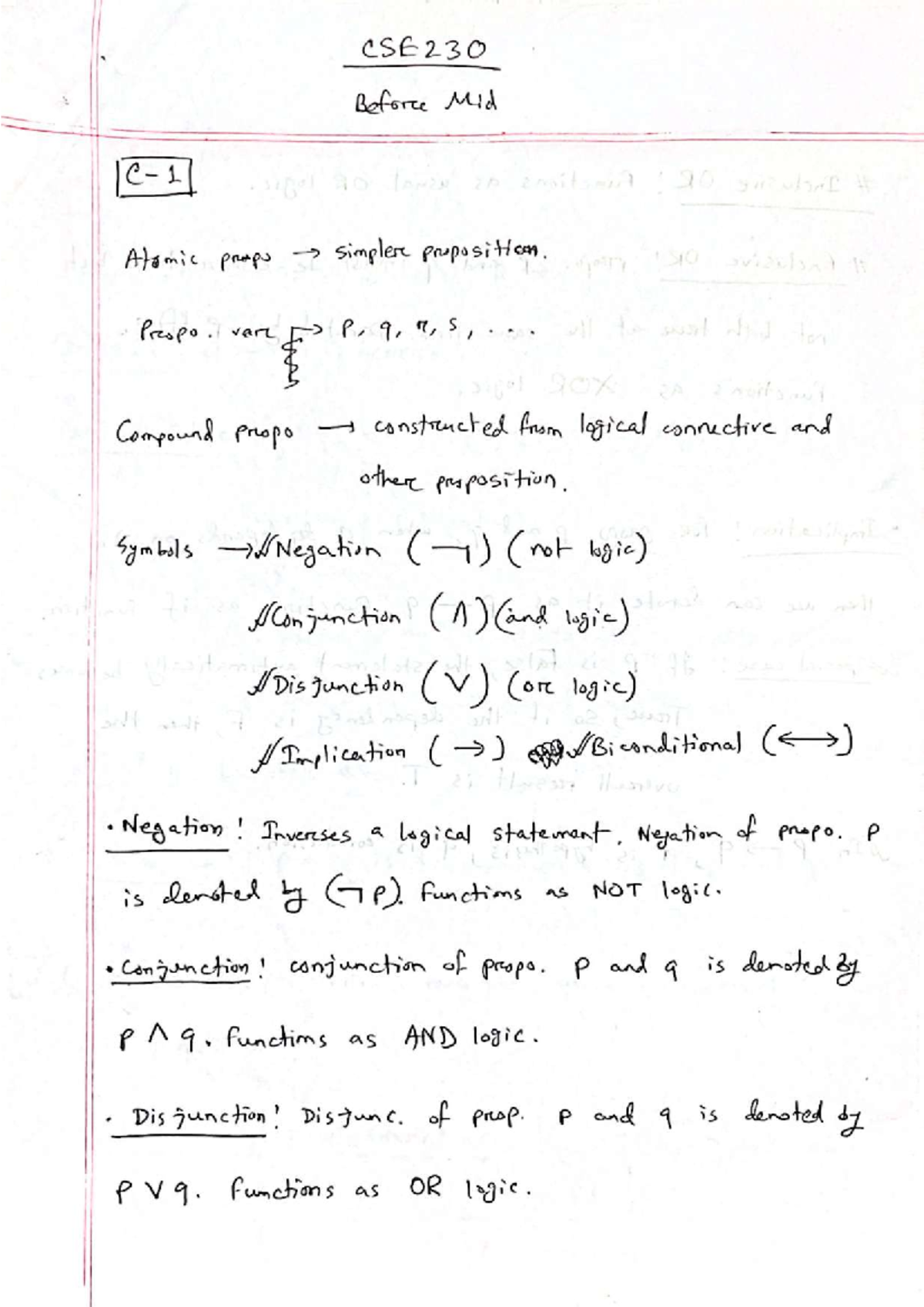 CSE 230 Before Mid Exam Notes on Propositions and Proofs - Studocu
