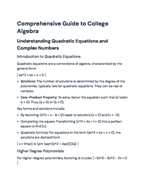 Comprehensive Overview of Linear Equations in College Algebra ...
