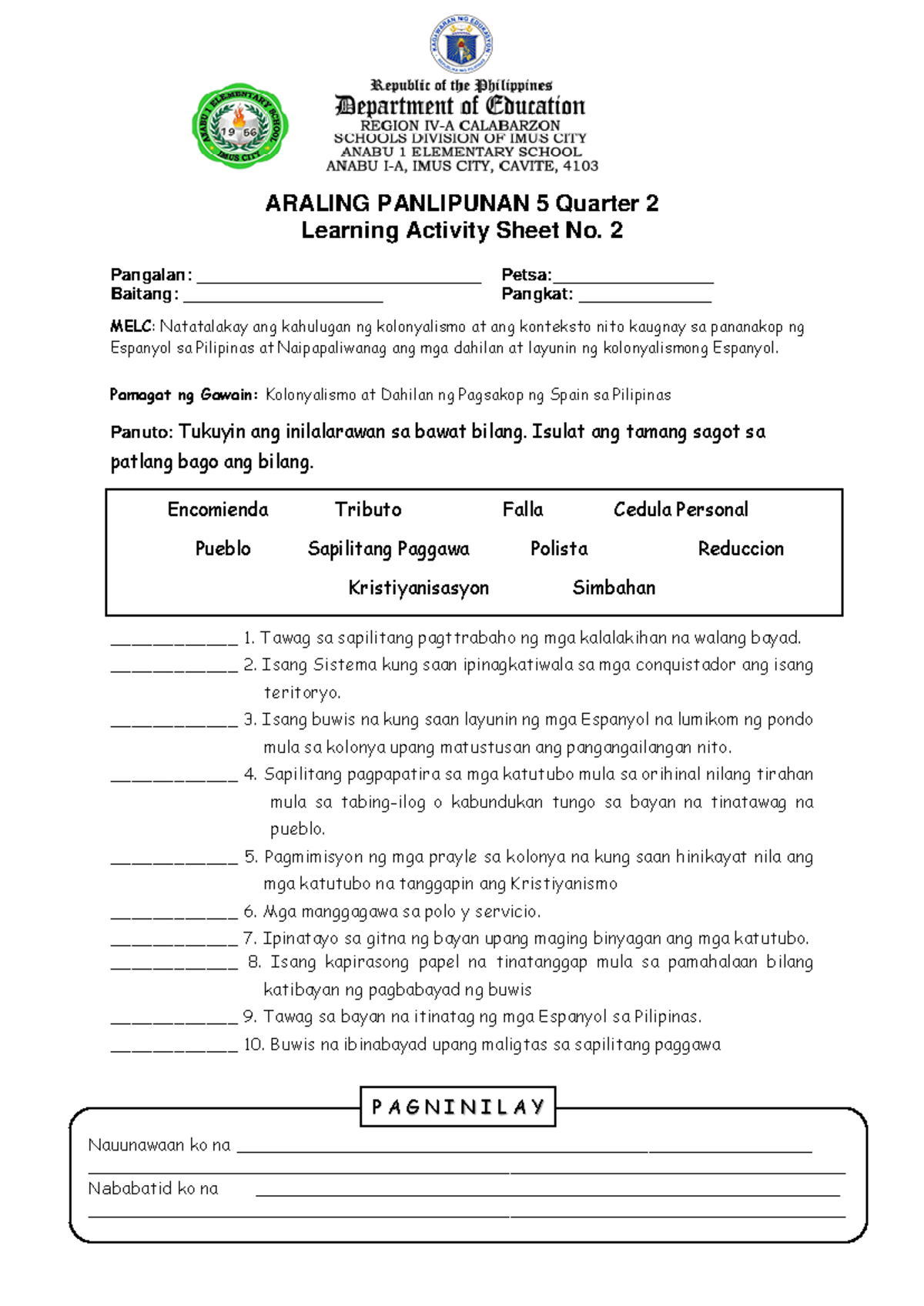 AP activity no 2 q2 - DLL - ARALING PANLIPUNAN 5 Quarter 2 Learning ...