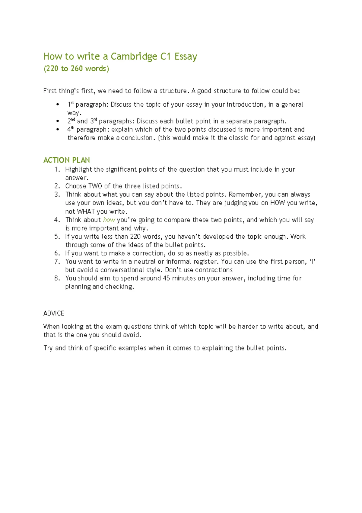 How to write a C1 Essay - Steps, connectors and bullet points - How to ...