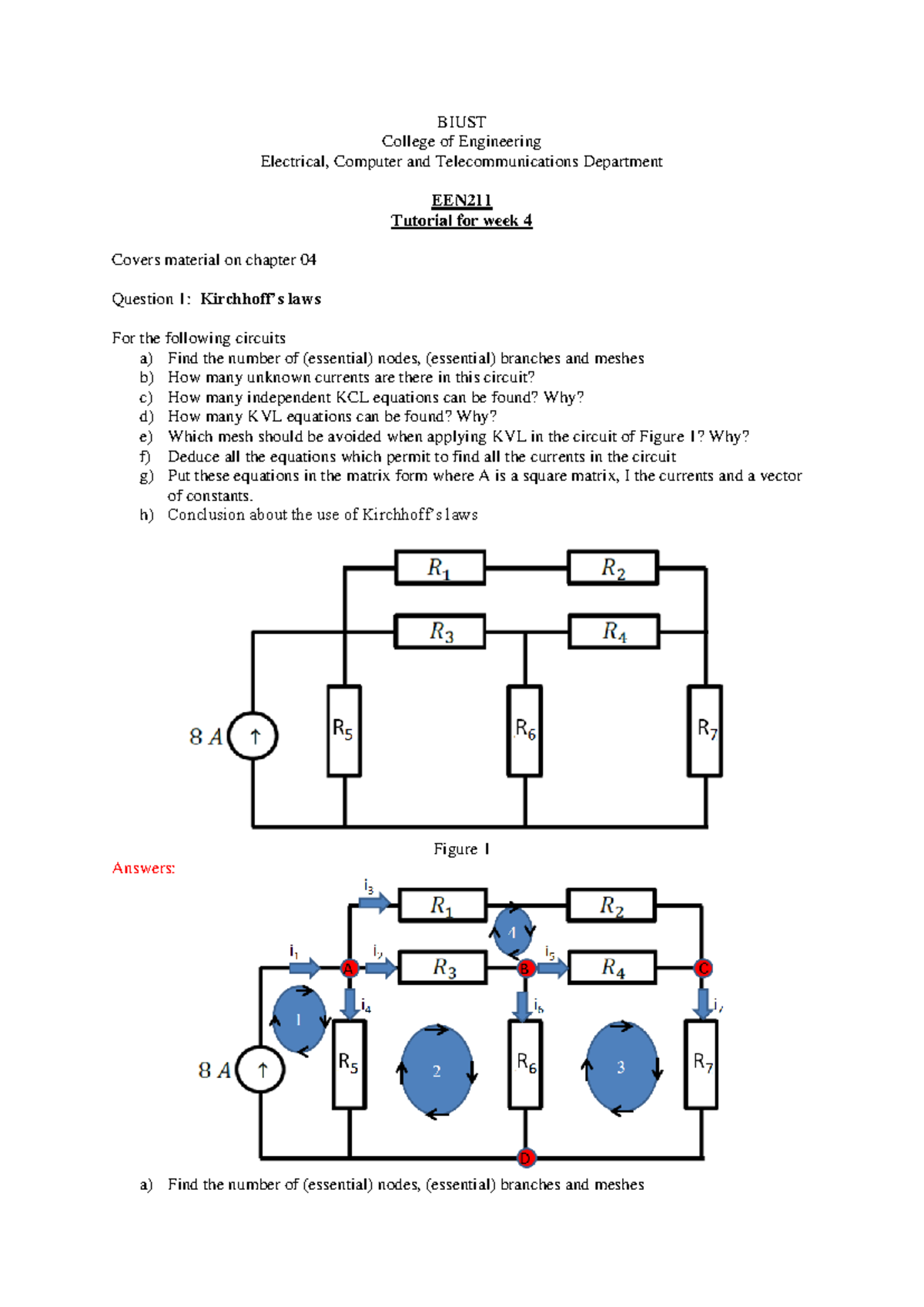 EEN211 Week 4 Tutorial Solutions: Circuit Laws & Nodal Analysis - Studocu