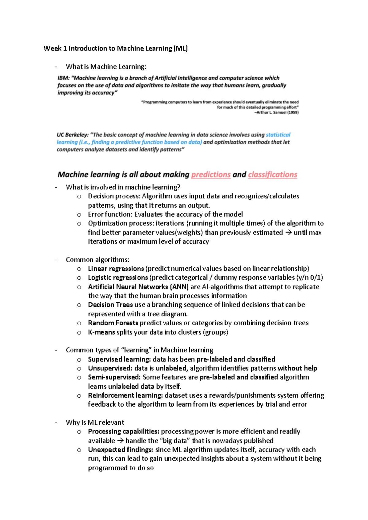 Week 1-6 Overview of Machine Learning & Big Data Concepts (ML 101 ...