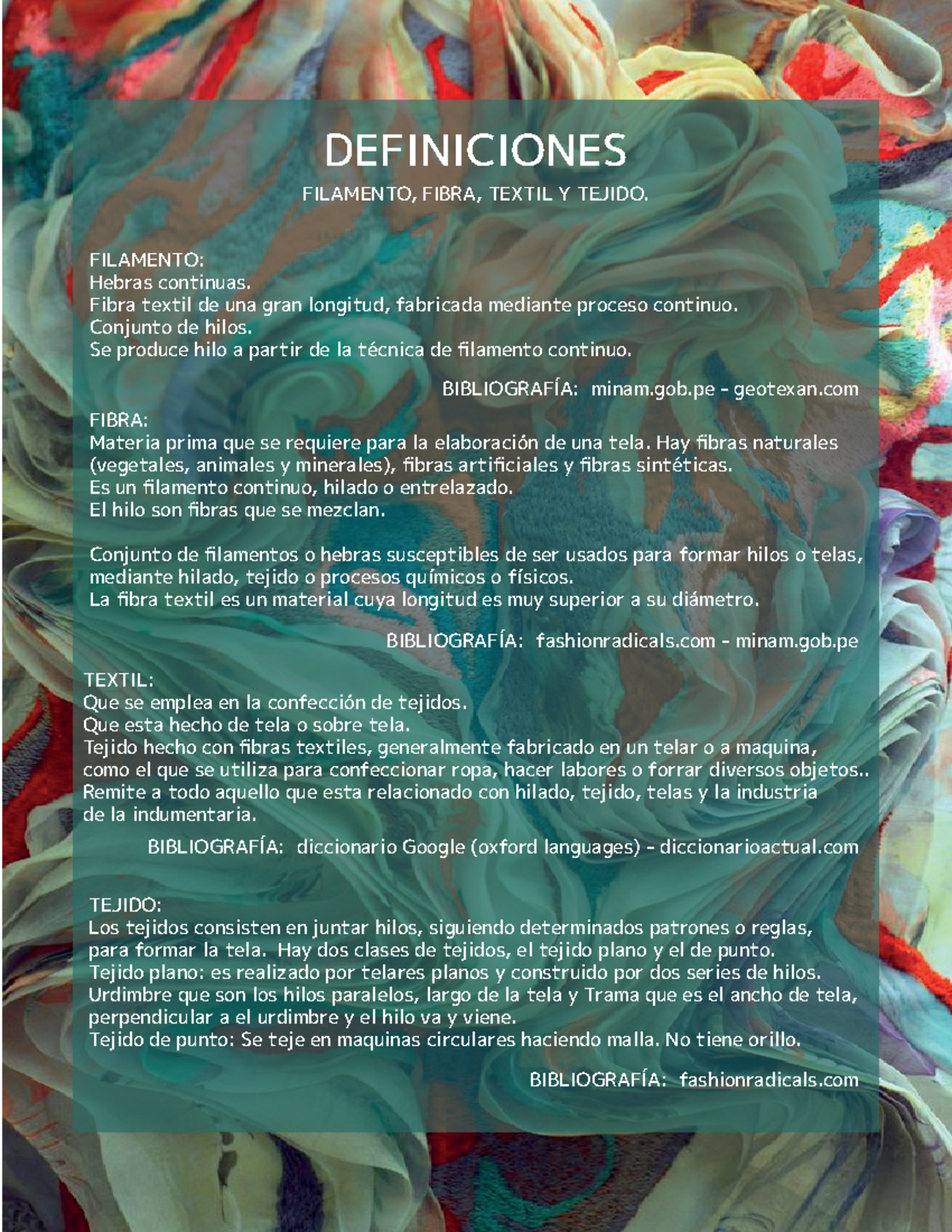 Definiciones de FILAMENTO, FIBRA, TEXTIL Y TEJIDO. - DEFINICIONES ...
