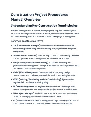 Construction Terminology Guide - Project Management Essentials - Studocu