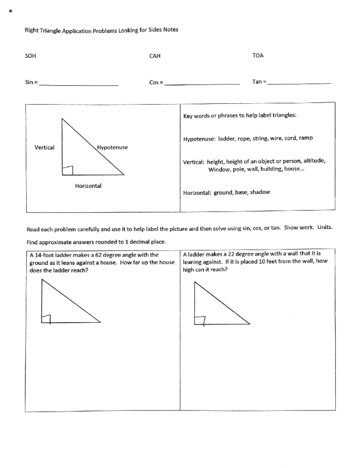 Rt triangle side apps - very much work - Right Triangle Application ...