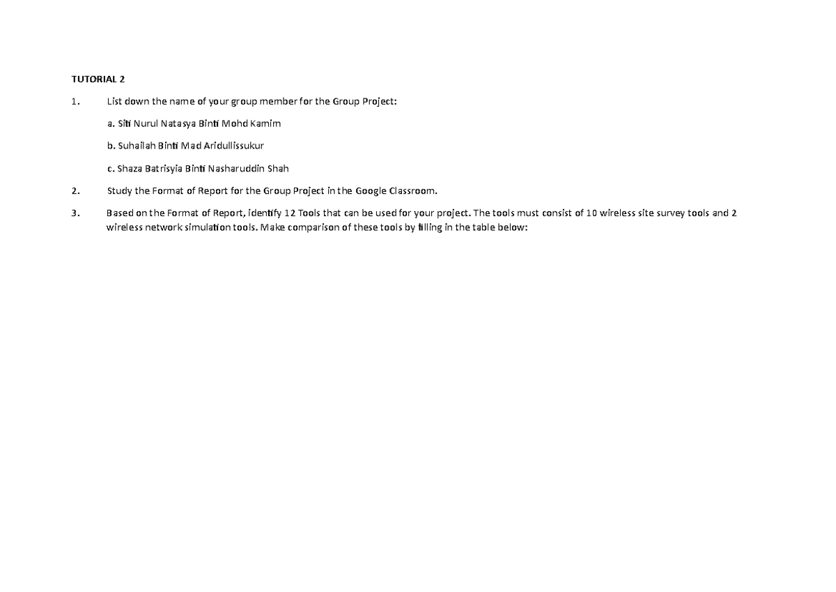 Tutorial 2: Group Project Tools Analysis - 24 Oct 2024 - Studocu
