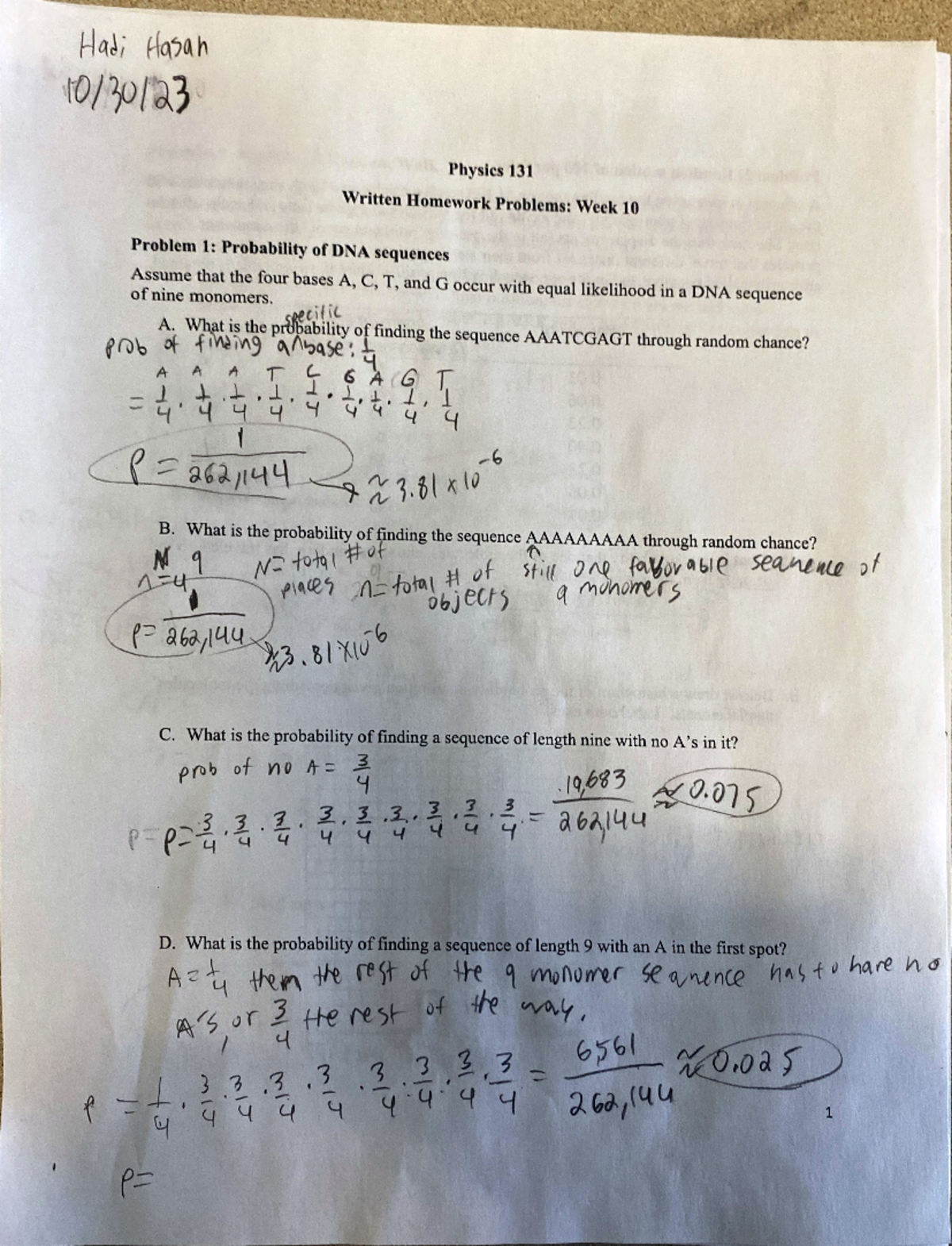 Written homework - PHYS 131 - Studocu