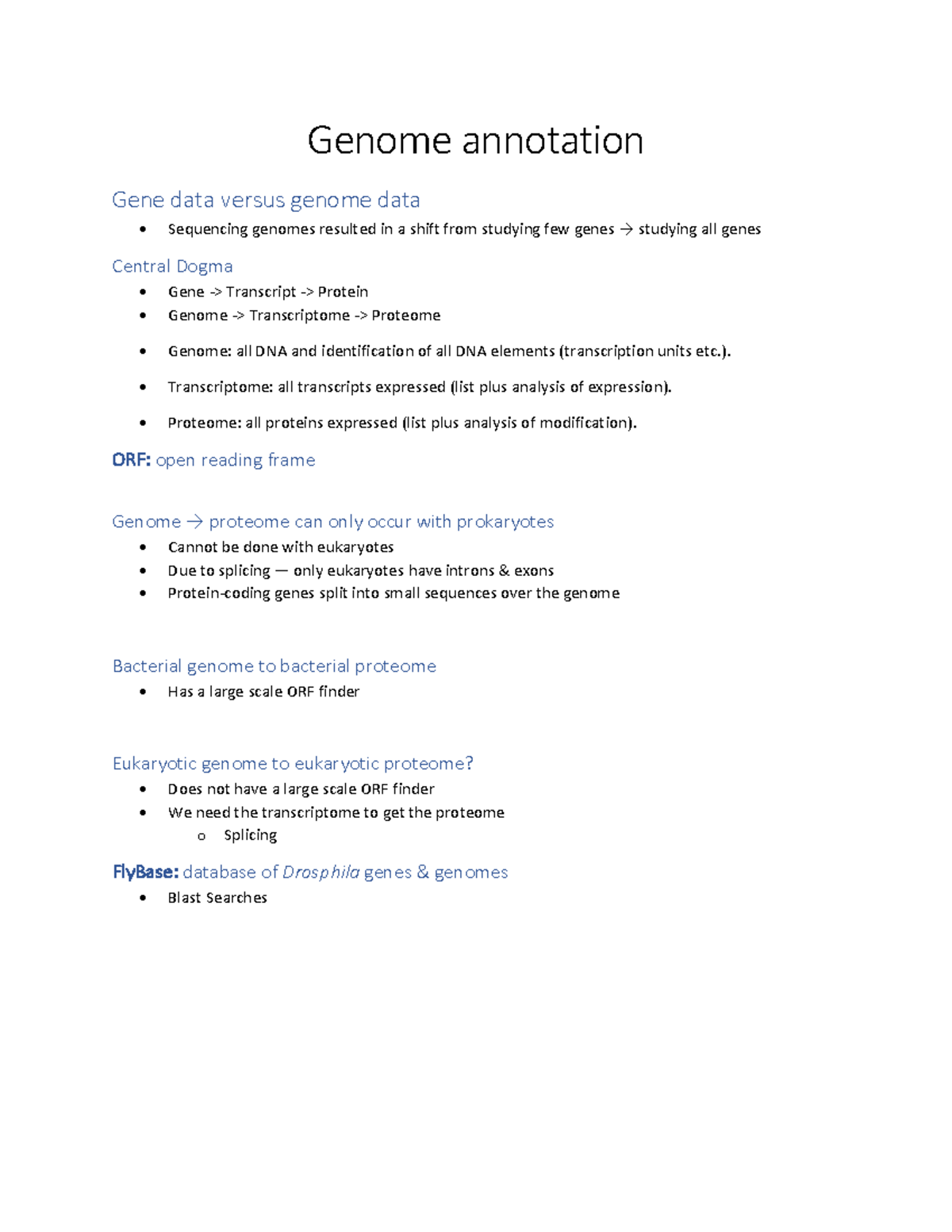 Week 3 Genetics Lecture Notes on Genome Annotation and Proteomics - Studocu