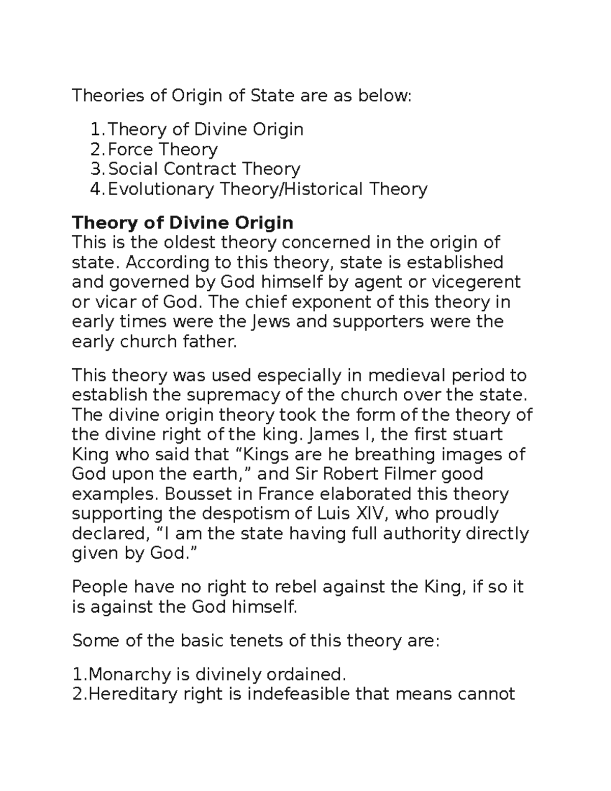 Force Theory Of Origin Of State