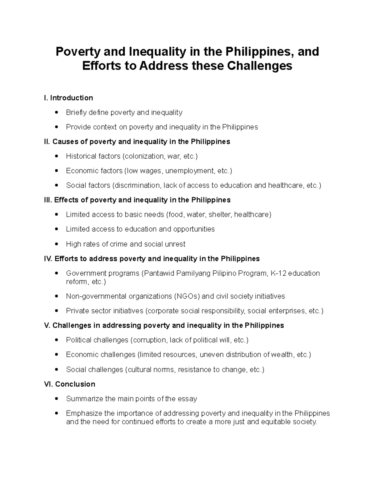 Poverty and Inequality in the Philippines - Introduction Briefly define ...