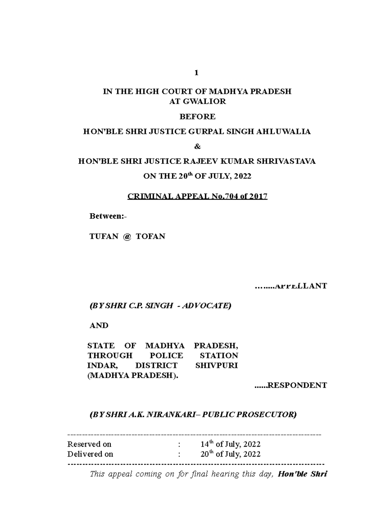 Section 84 IPC Case Law Analysis: Criminal Appeal No. 704 of 2017 - Studocu