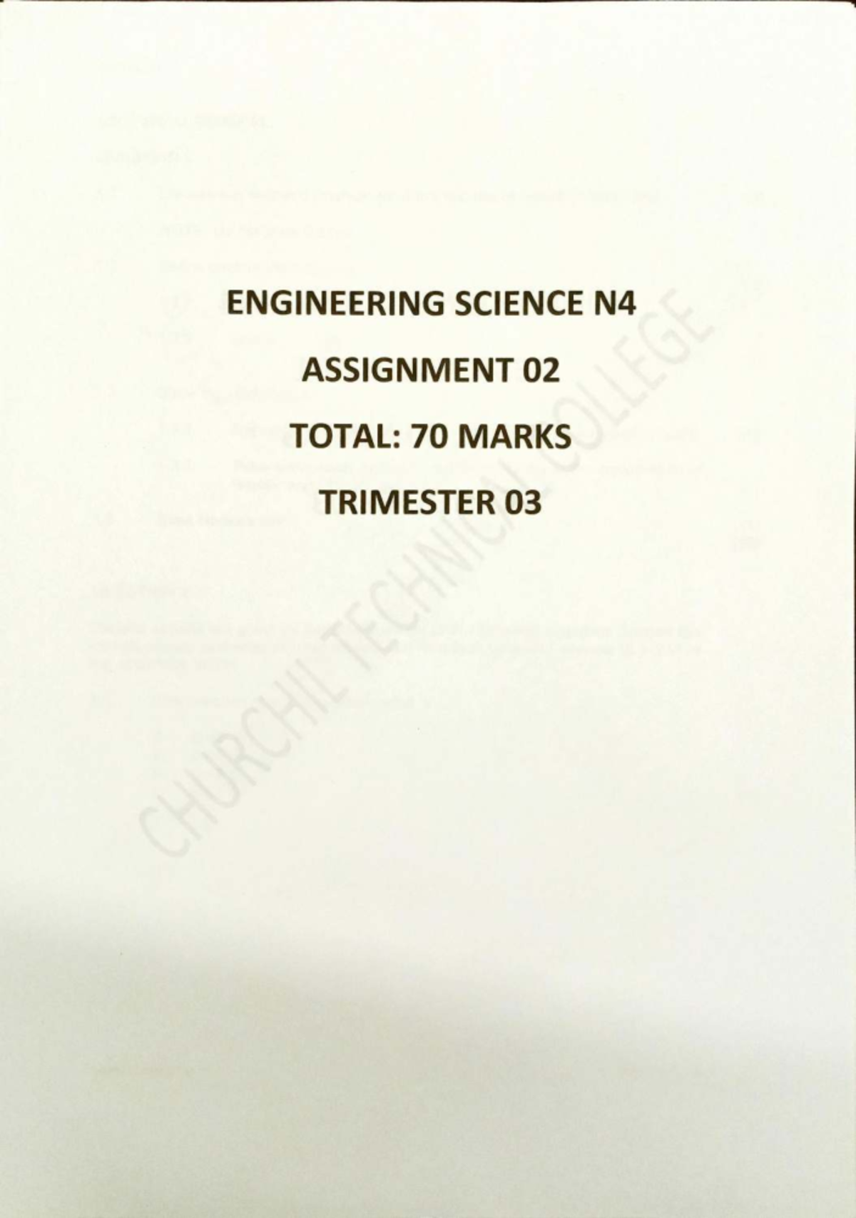 ENG SCIENCE N4 ASSIGNMENT 02 - Kinematics & Dynamics Analysis - Studocu
