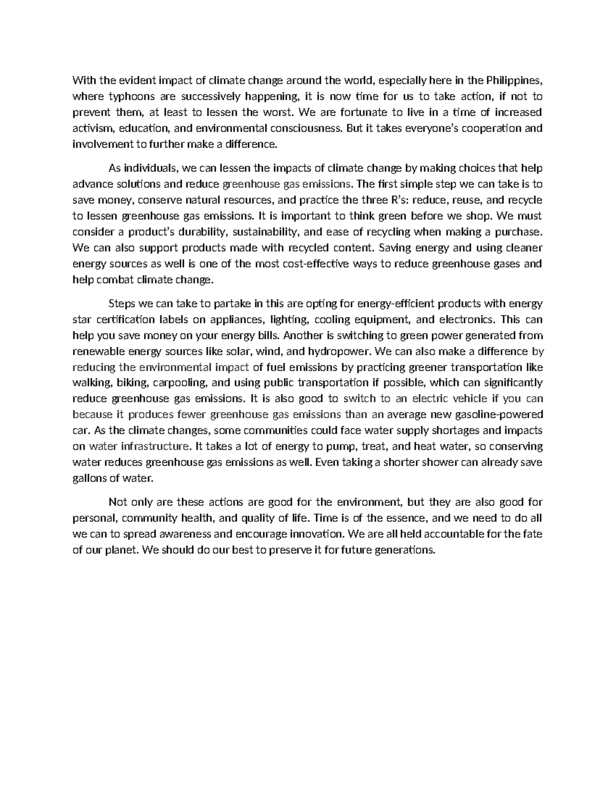 Strategies for Combating Climate Change: Actions and Initiatives - Studocu