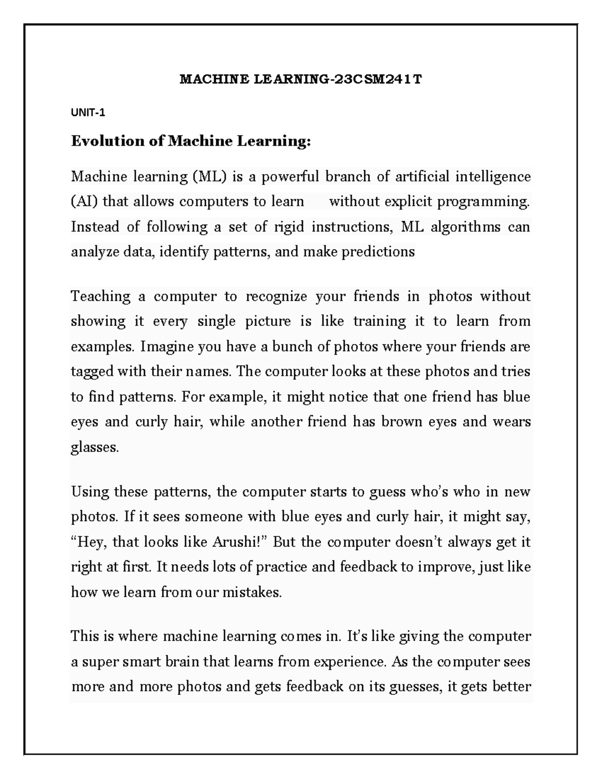 MACHINE EDTGFUJHYGKI: Evolution and Paradigms of Machine Learning - Studocu
