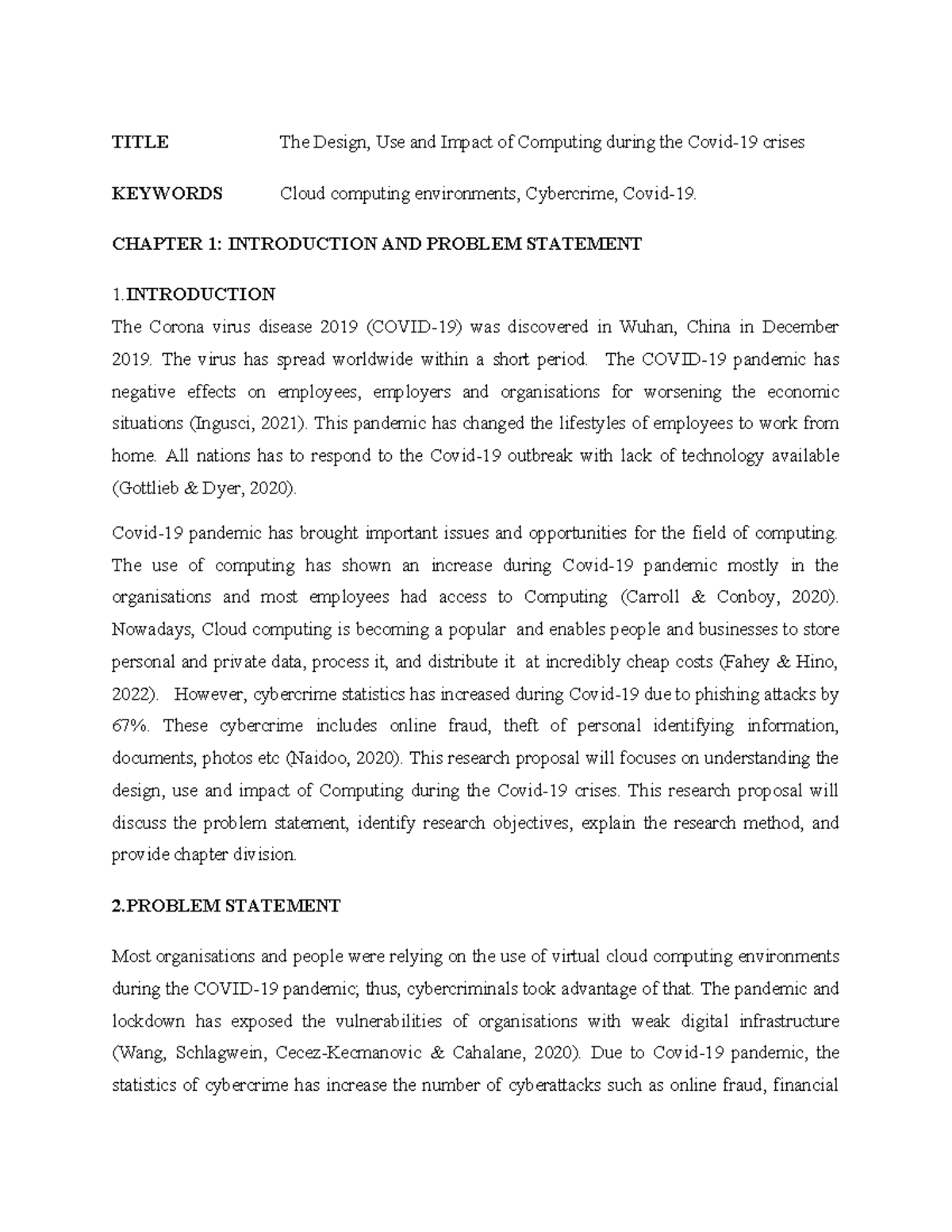 Research Proposal - The Design, Use, and Impact of Cloud Computing ...