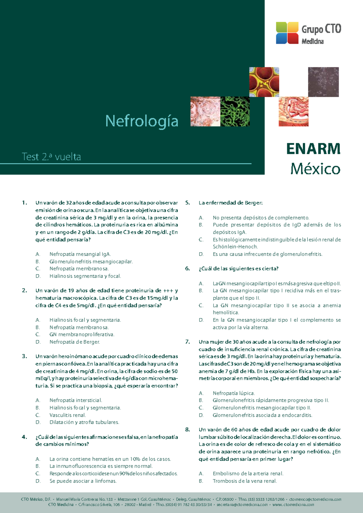 Nefrología ENARM México Test 2.ª vuelta: Preguntas y Respuestas - Document Preview