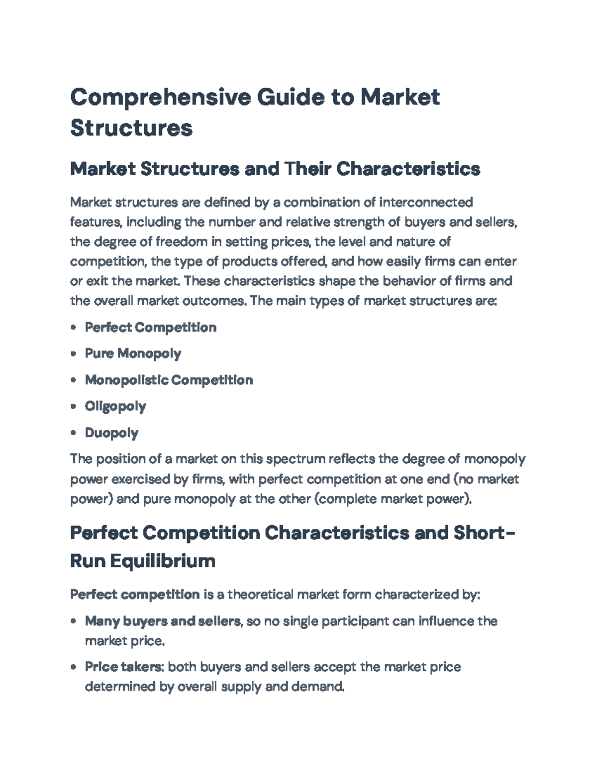 Comprehensive Guide to Market Structures and Dynamics (Econ 101) - Studocu