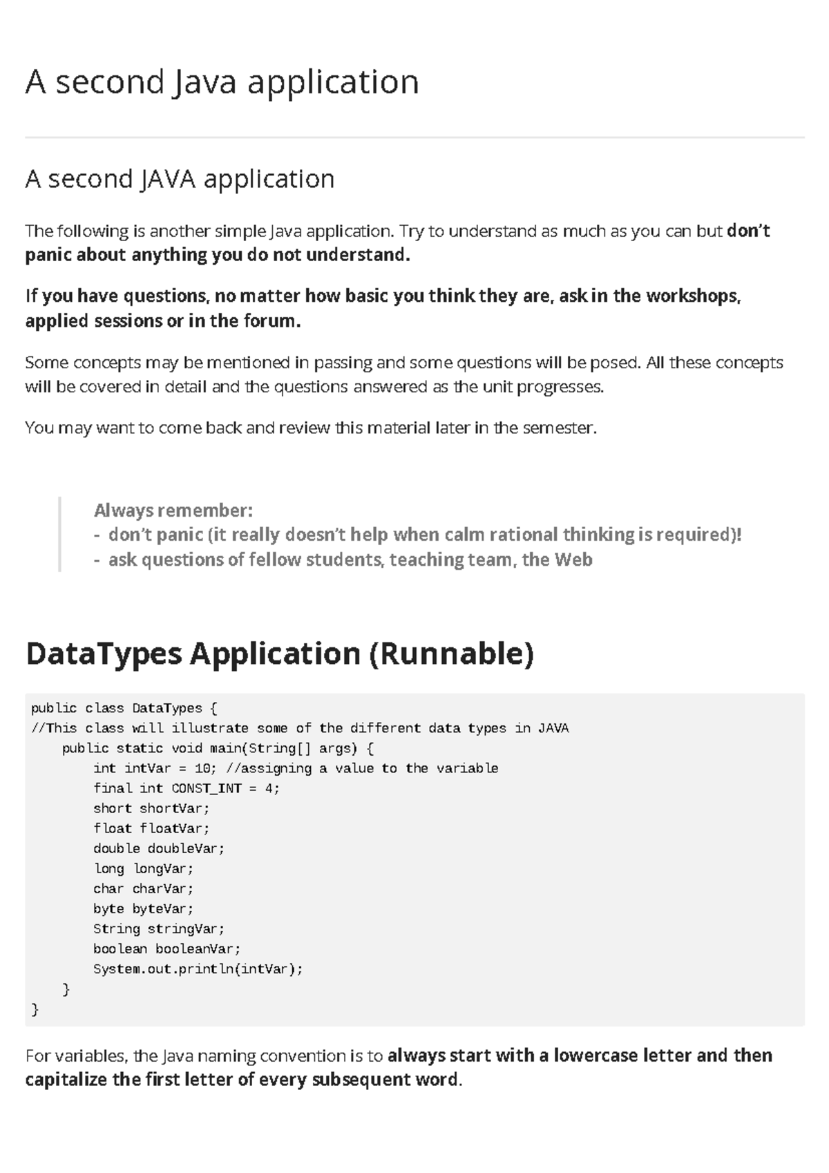 Java Application Overview: Understanding Data Types in JAVA - Studocu