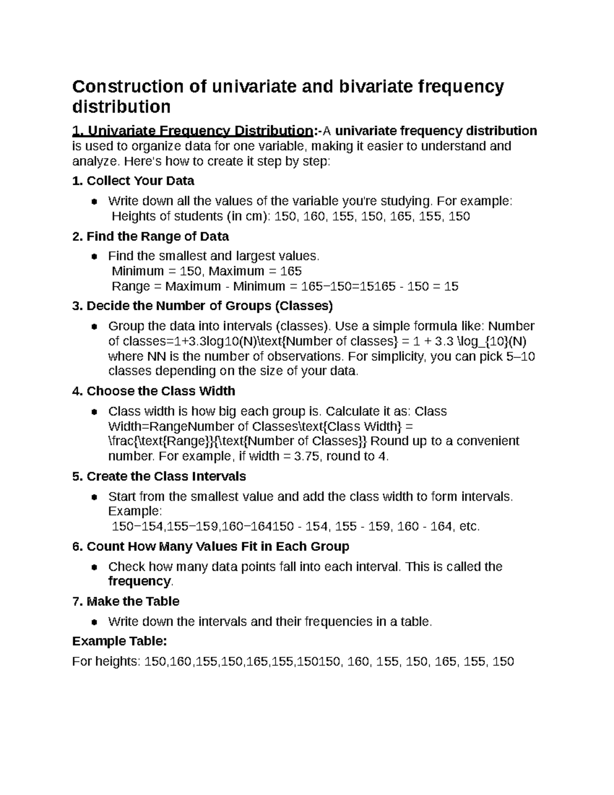 Math 101: Univariate & Bivariate Data Analysis Notes - Studocu