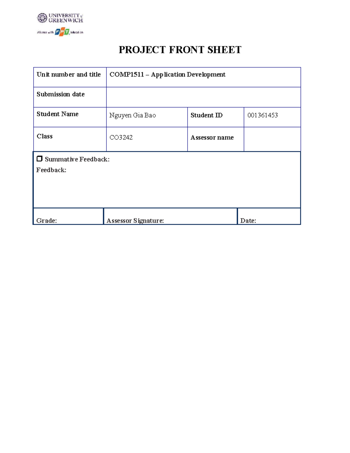 COMP1551 Final Report: Software Requirements Specification for Desktop ...