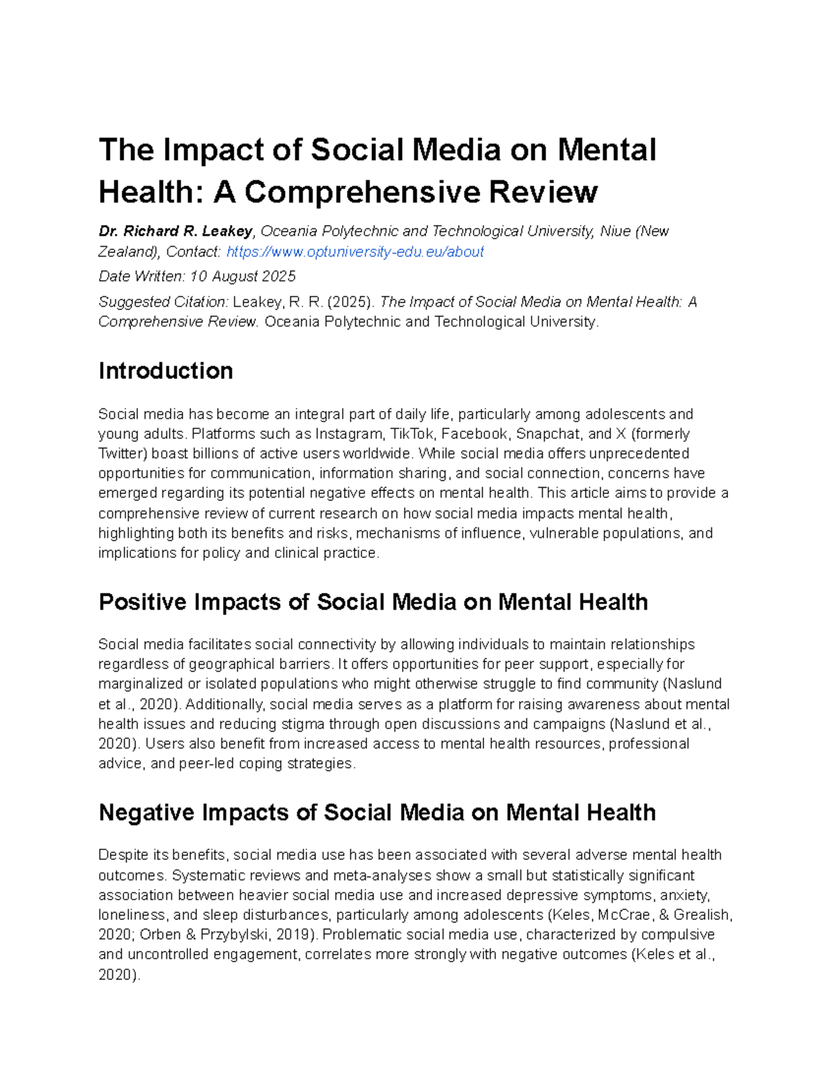 SOC 101: The Impact of Social Media on Mental Health - A Comprehensive ...