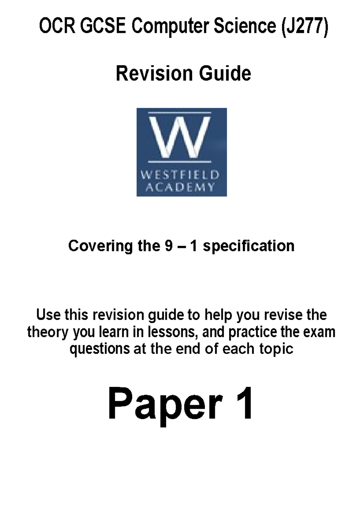 GCSE Computing - Revision Guide - Paper - 1 - J277 - OCR GCSE Computer ...