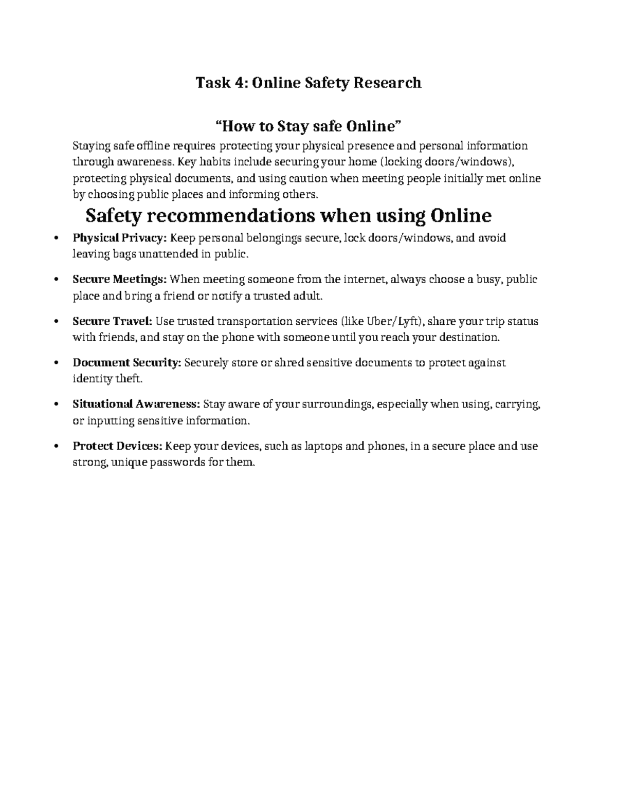 Task 4: Online Safety Recommendations for Personal Security - Studocu