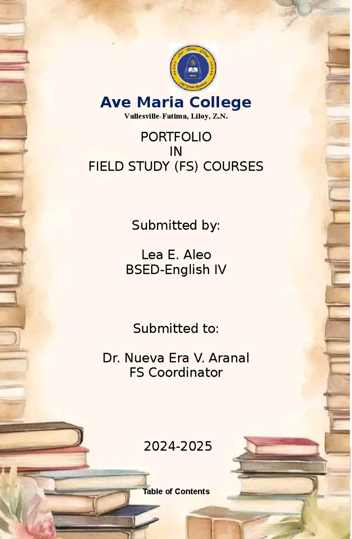 Aleo's Final FS Portfolio: Field Study Activities and Insights - Studocu