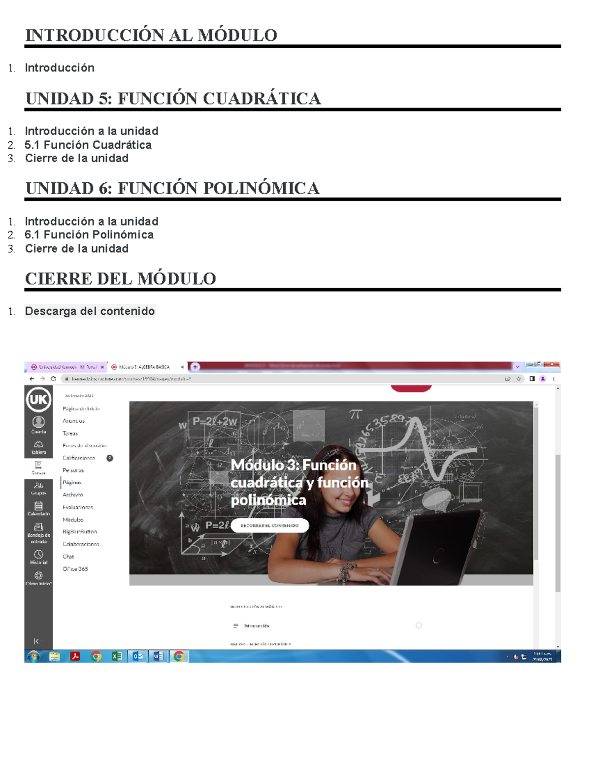 UNIDAD 3: FUNCIÓN CUADRÁTICA Y POLINÓMICA - MÓDULO DE ALGEBRA BASICA ...