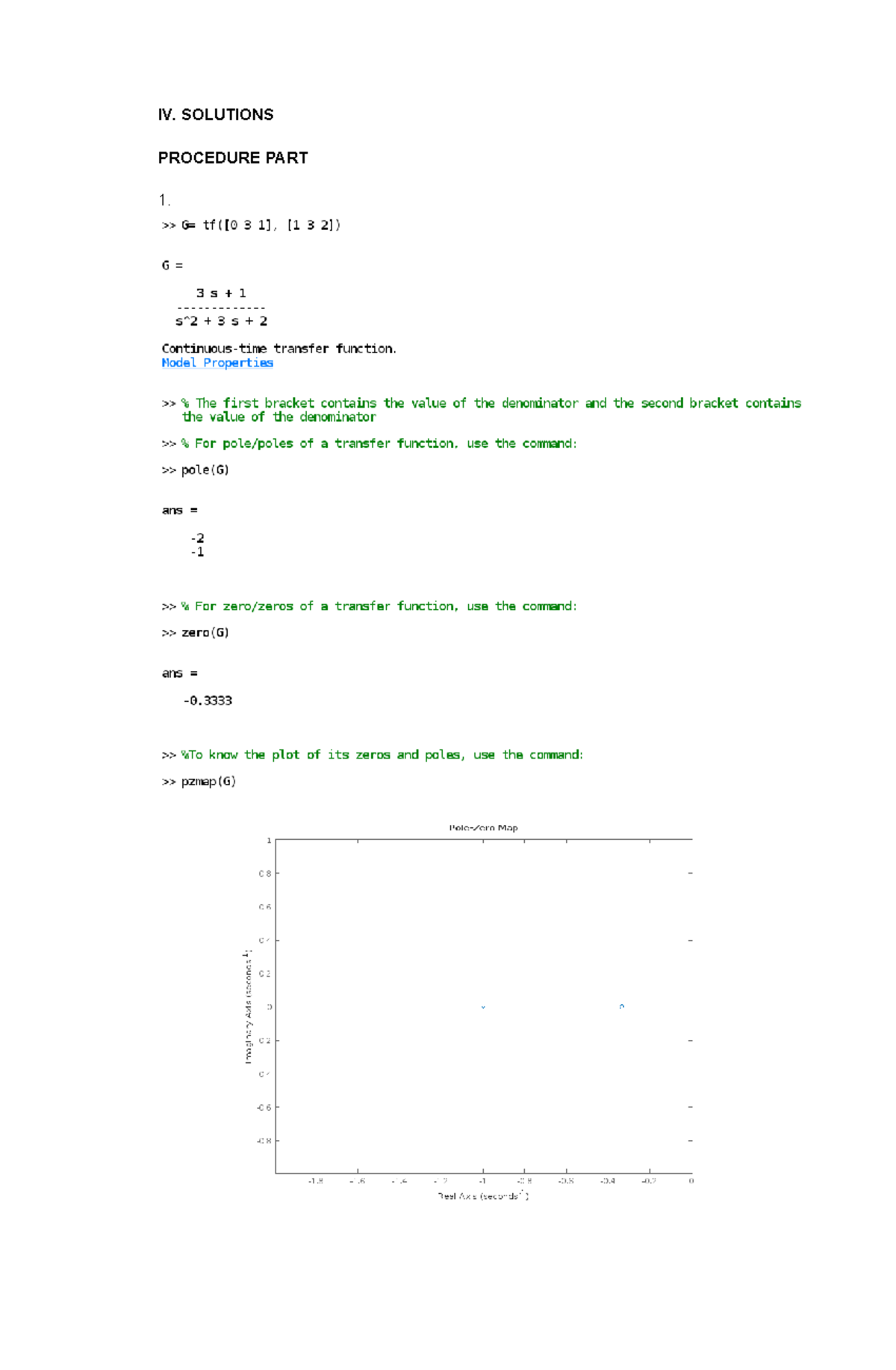 Solutions to Transfer Function Plotting Using MATLAB 1F - Studocu
