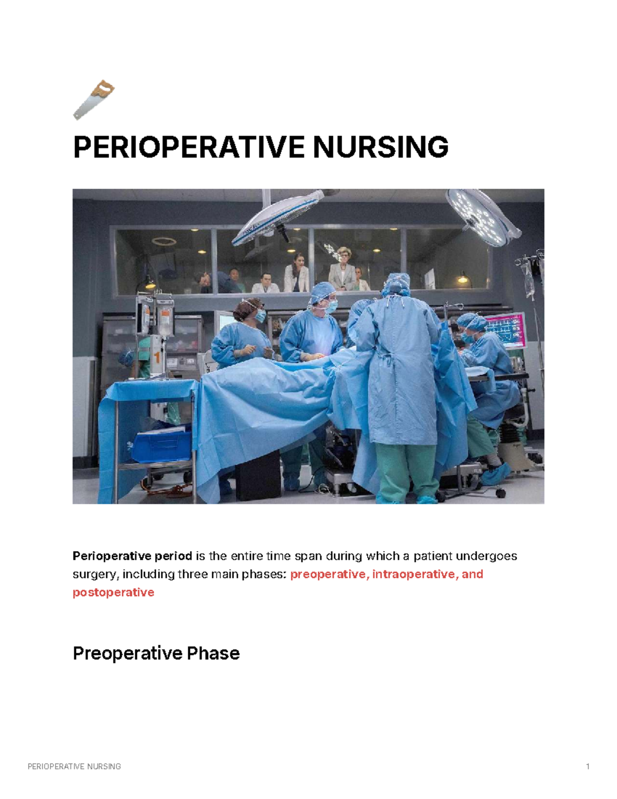 PERIOPERATIVE NURSING: Comprehensive Overview of Surgical Phases - Studocu