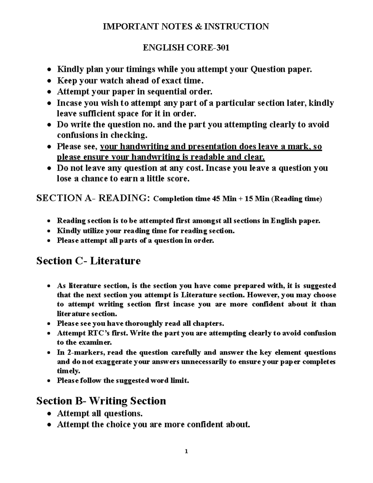 English Important Notes: Exam Strategies and Writing Skills - Studocu