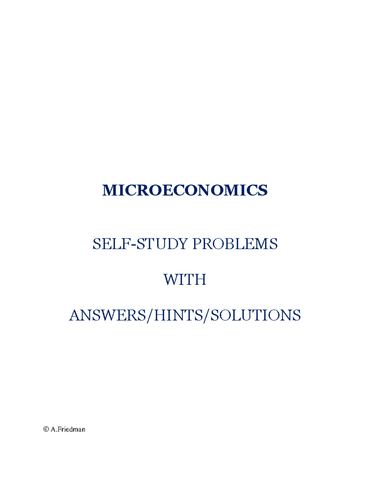 Problems&Solutions to Micro Economics - MICROECONOMICS SELF-STUDY ...