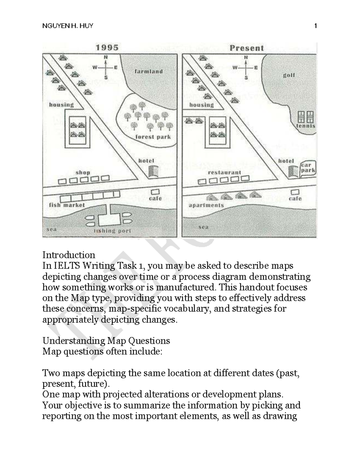 IELTS Writing Task 1: Analyzing Map Changes (TU DO 23) - Studocu