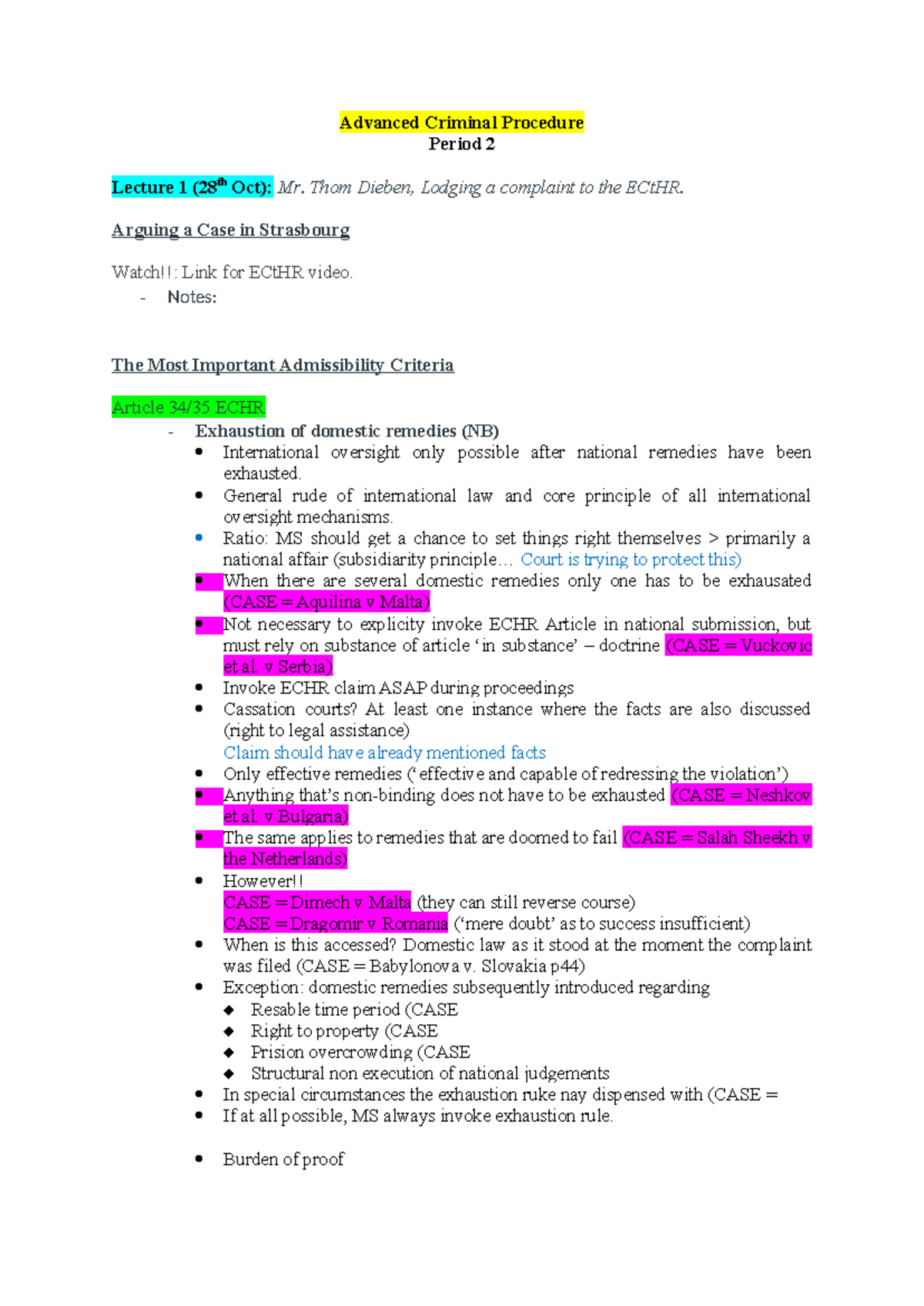 Advanced Criminal Procedure (Course Code: ACP) - Lecture Notes & Key ...