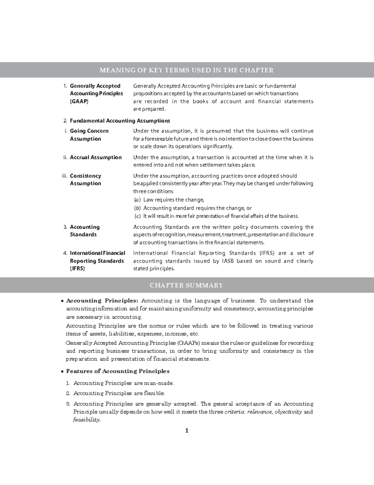 Key Terms and Summary of Accounting Principles (Chapter 1) - Studocu