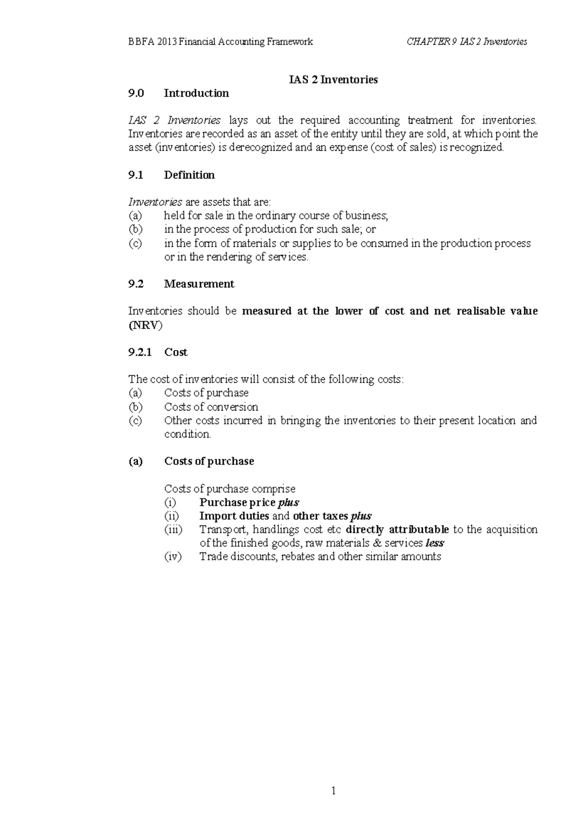 3. IAS 2 Inventories Lecture - IAS 2 Inventories 9 Introduction IAS 2 ...