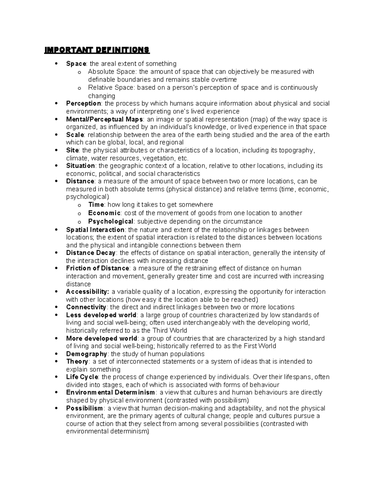 Geo1400 Final Exam - Key Concepts and Definitions for Practice - Studocu