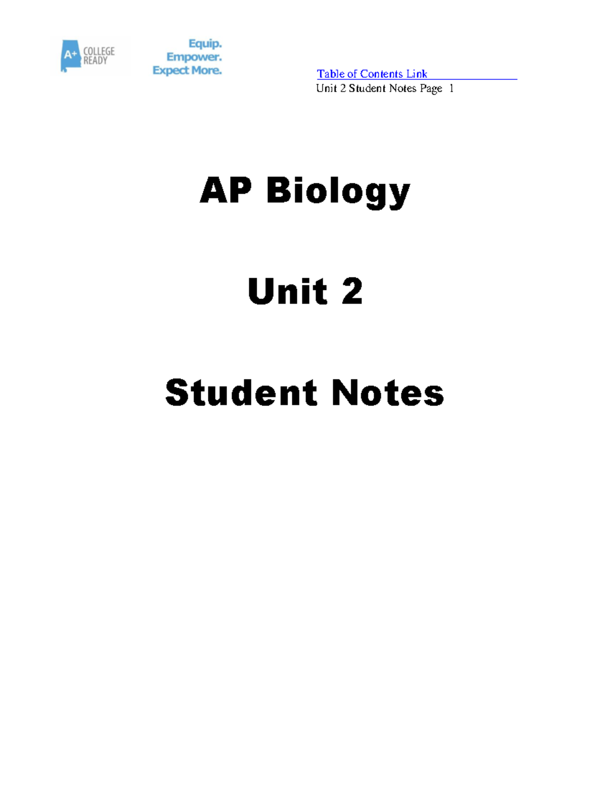 AP Biology Unit 2 Complete Student Notes for Cell Structure & Transport ...